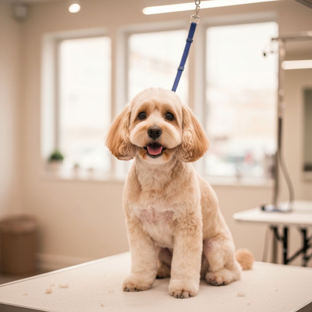 Happy cockapoo with fresh haircut