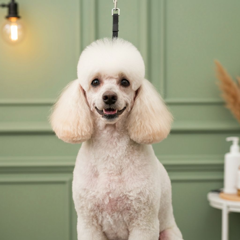 Elegant freshly-groomed poodle
